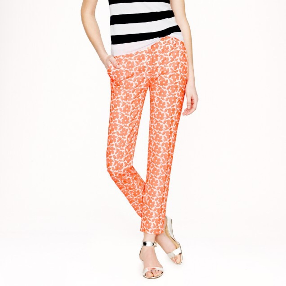 J. Crew Collection embroidered neon floral capri